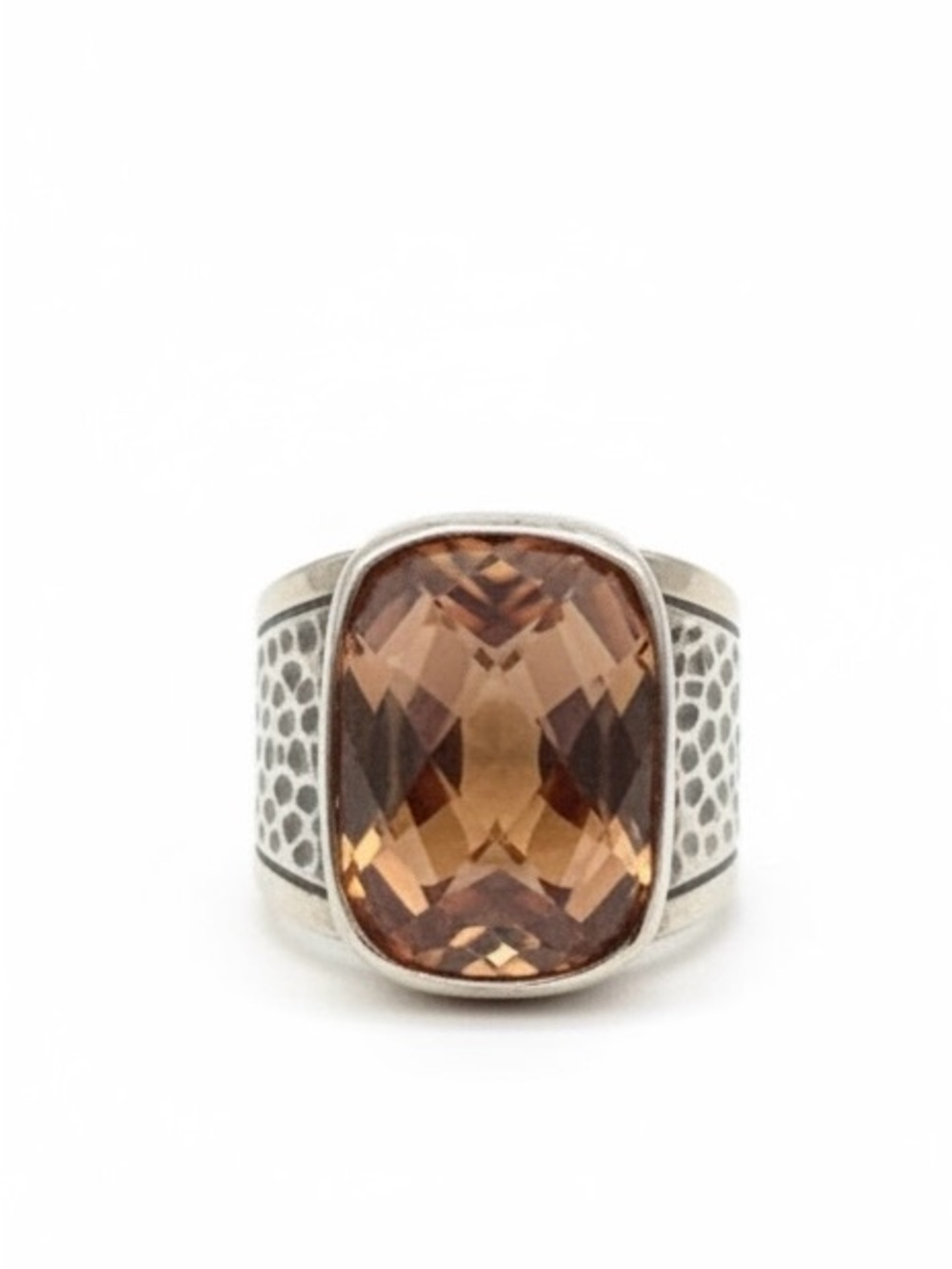 Sterling Silver Wide Band Ring with Sapphire Gemstone